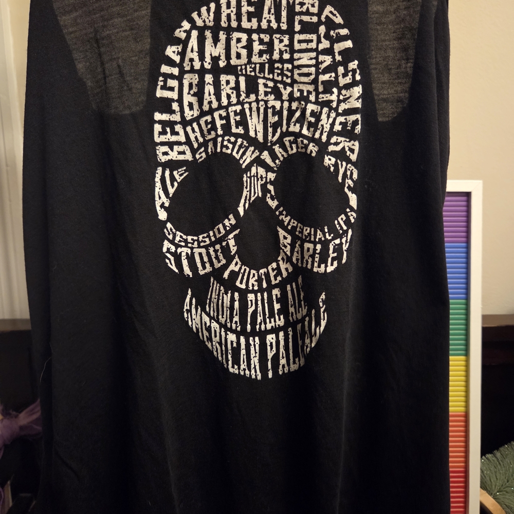 Bella Canvas Black Tank Top with White Skull Design Racerback Xs Beer Names